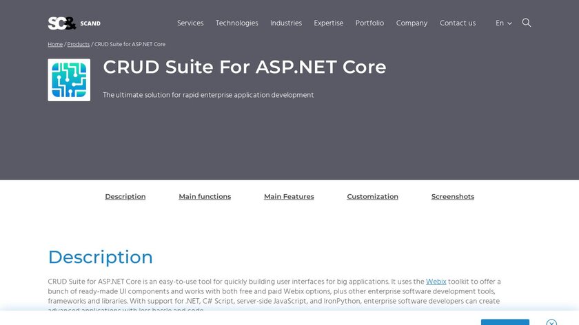 Scand CRUD Suite for ASP.NET Core Landing Page