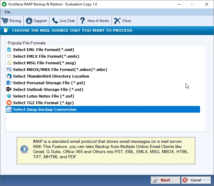 ViceVersa IMAP Backup  Restore Software 