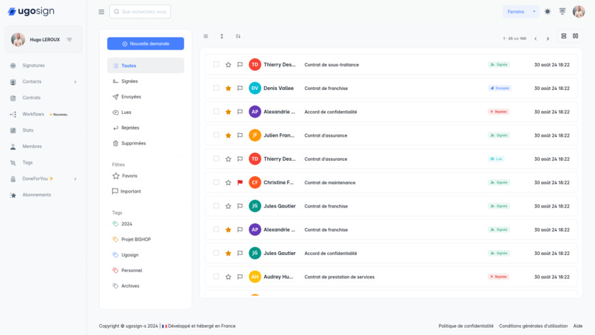 Ugosign Signatures list (mail style)