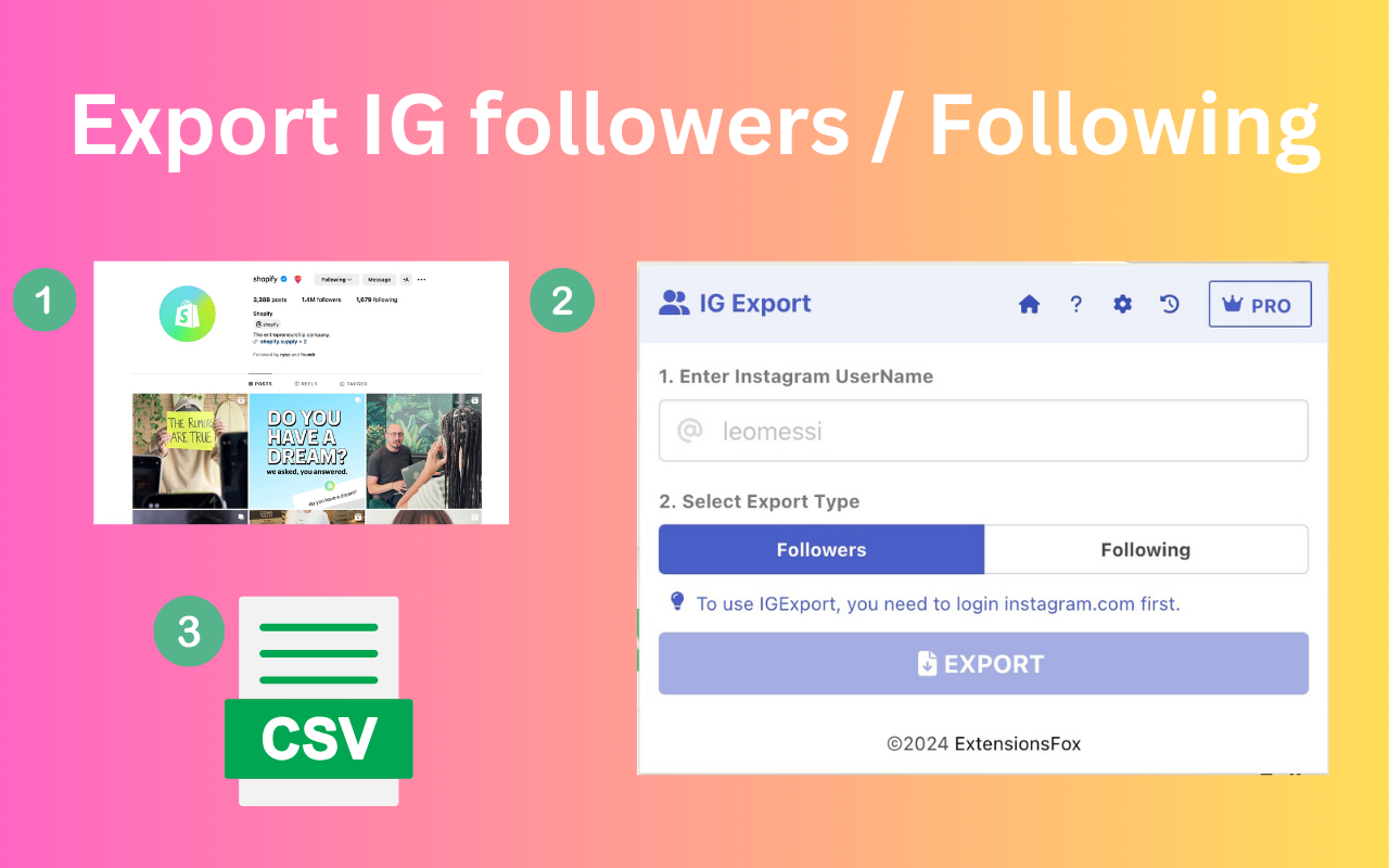 ExtensionFoxs Chrome Extensions IG Follower Export