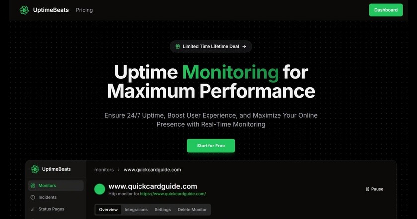 UptimeBeats Landing Page UptimeBeats Landing Page