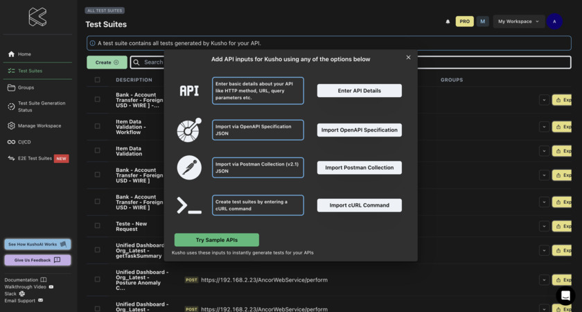 KushoAI Input options