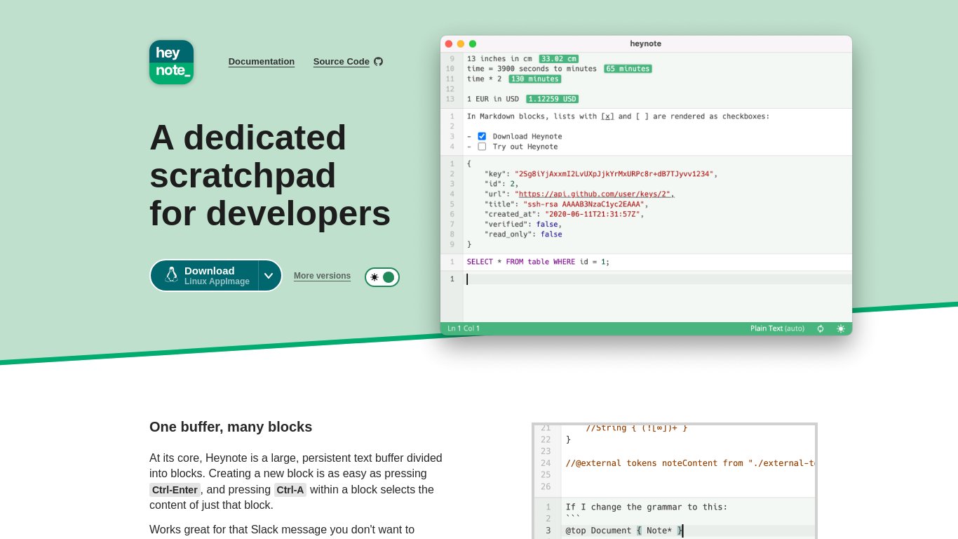 Heynote Landing page