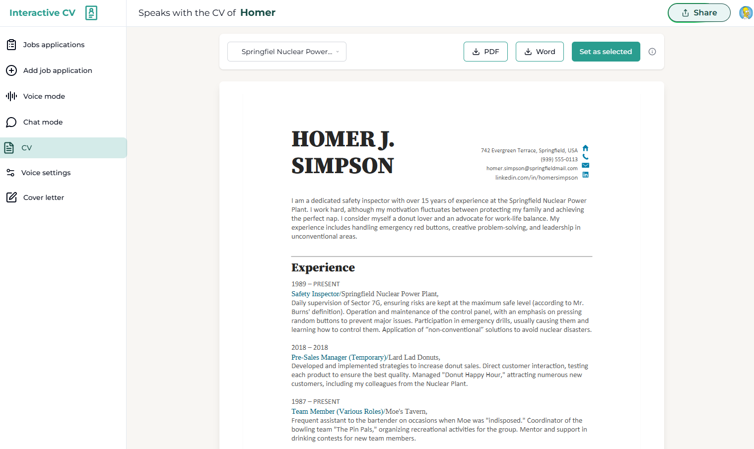 Interactive CV GeneratedATSResume
