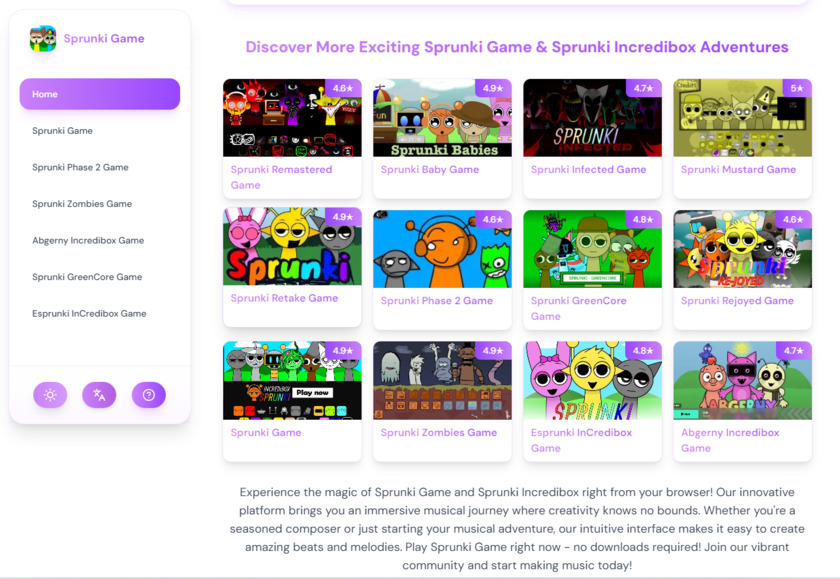 Sprunki Game Landing Page