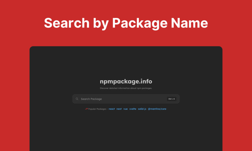 npmpackage.info Landing Page