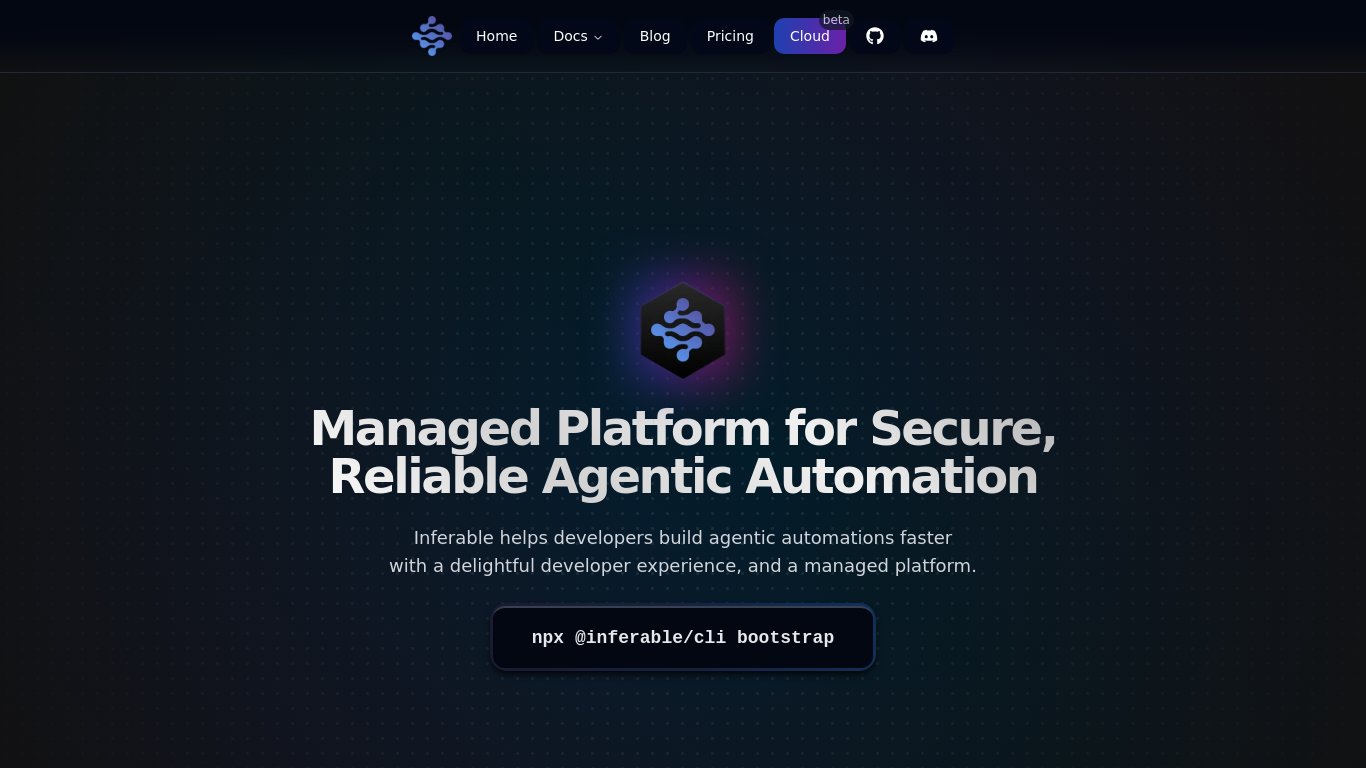 Inferable.ai Landing page