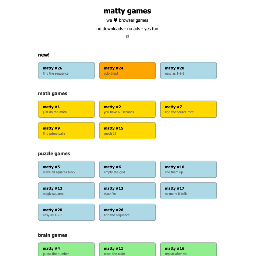 matty games Homepage