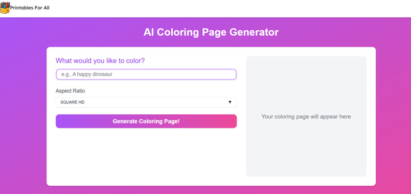 Printables For All Landing Page