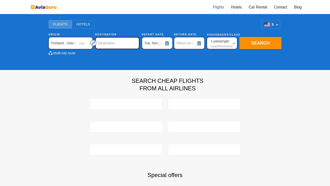 AviaGuru Landing page