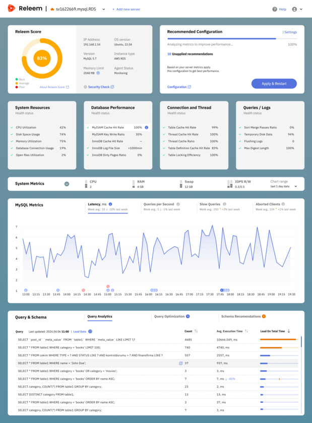 Releem Landing Page