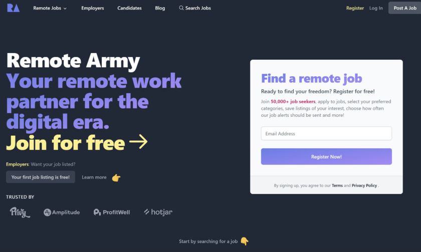 RemoteArmy.io Landing Page