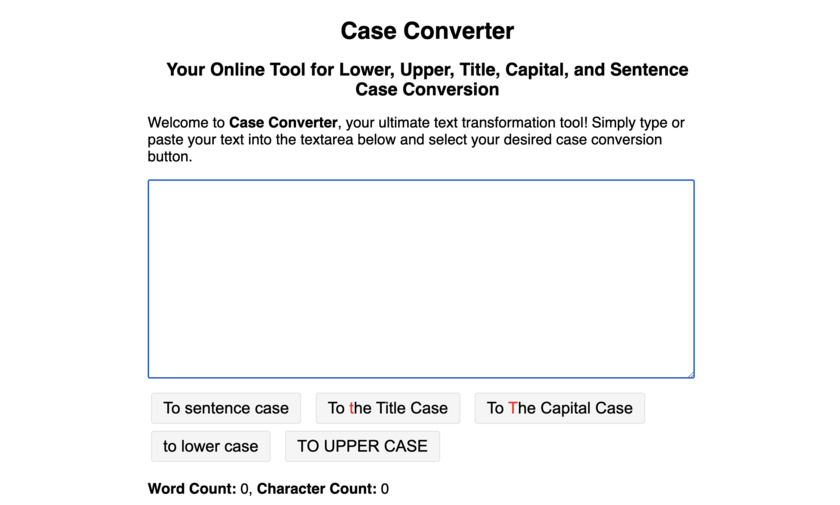 CaseConverter.cc Landing Page