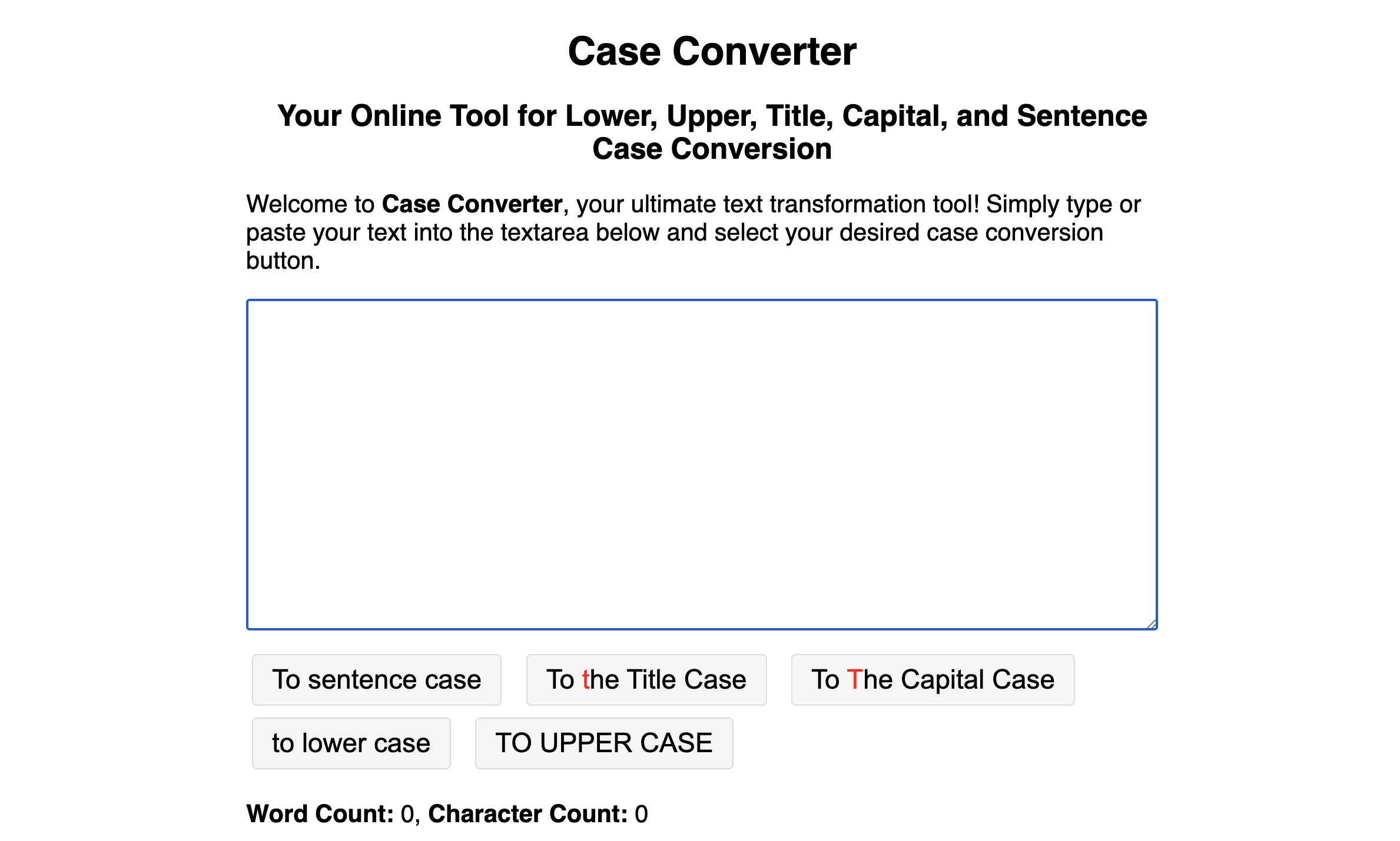 CaseConverter.cc Case Converter homepage screenshot