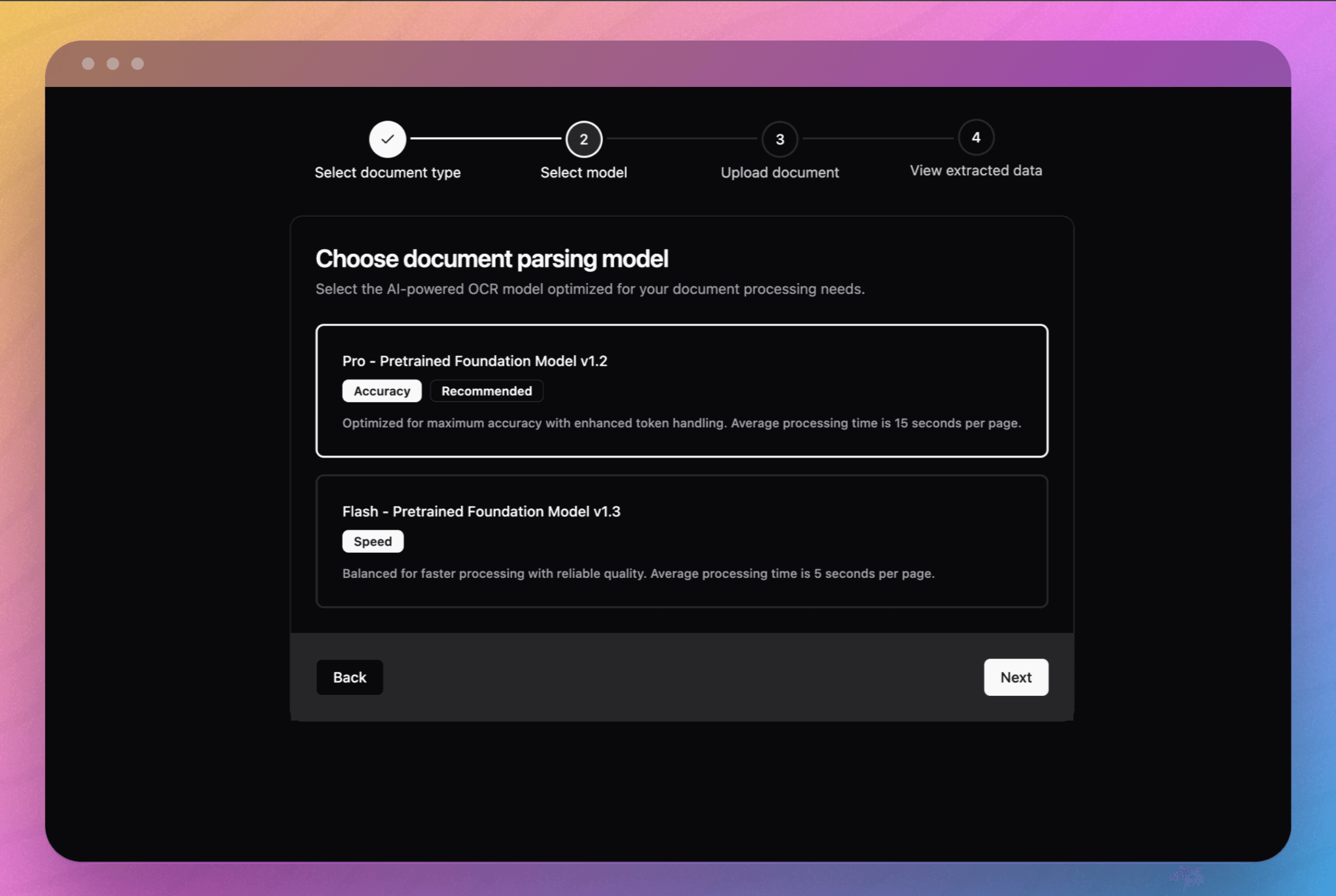 DigiParser AI Model options