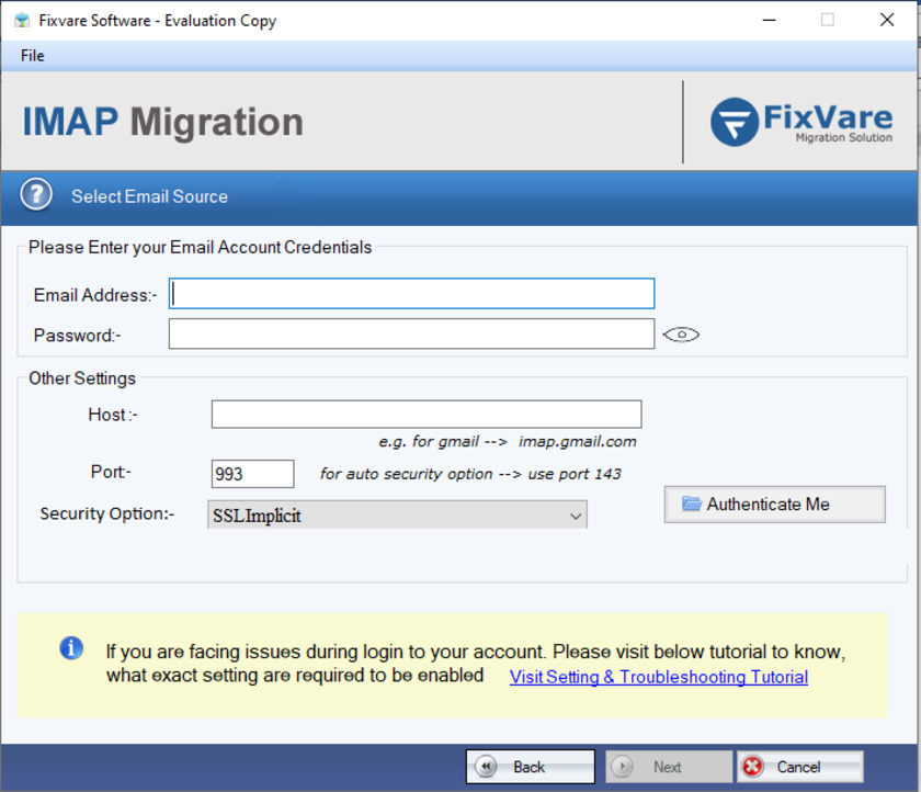 FixVare IMAP to IMAP Migration Software Landing Page