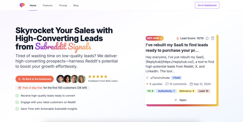 Subreddit Signals Landing Page