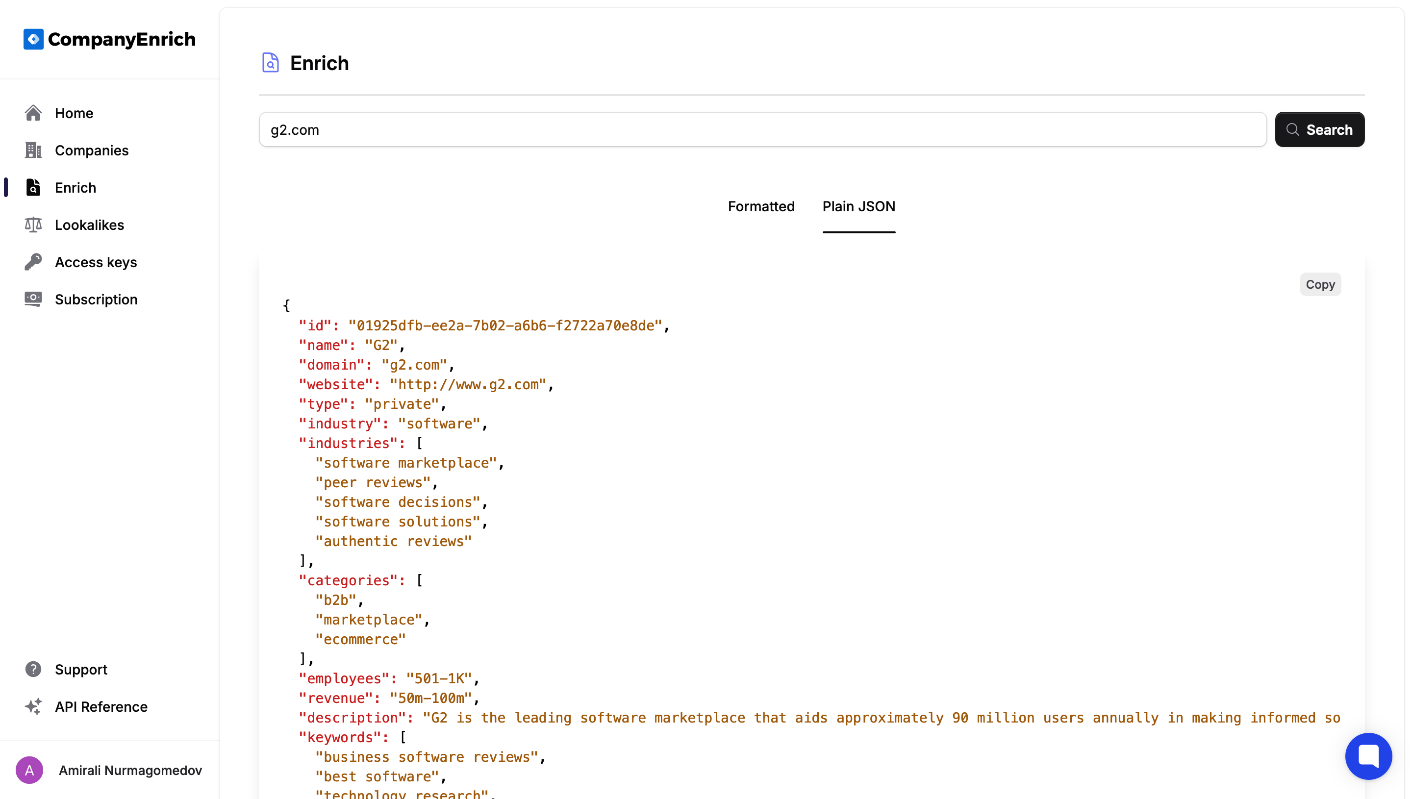Company Enrich Dashboard