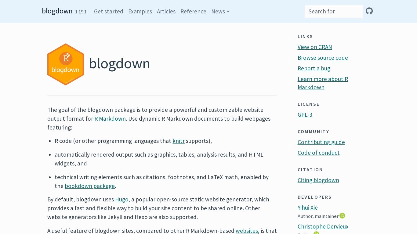 Blogdown Landing page