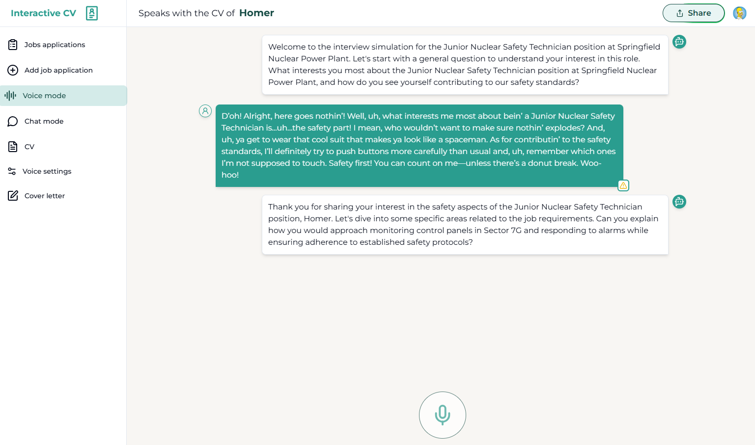 Interactive CV InterviewSimulation