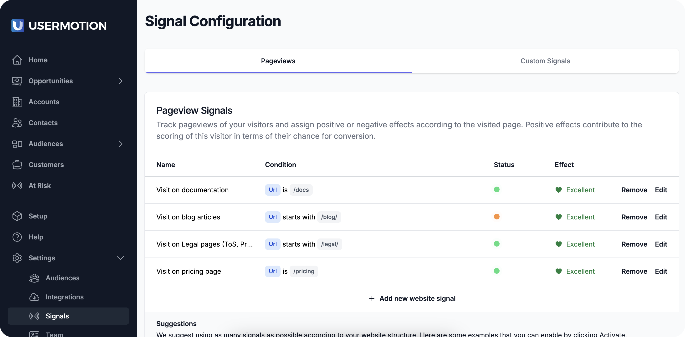 UserMotion UserMotion Pageview Signals