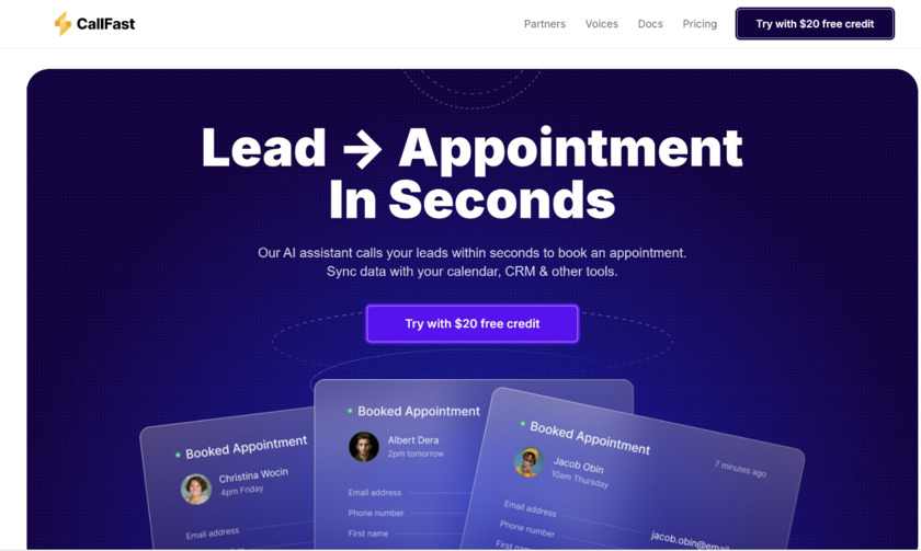 CallFast Landing Page