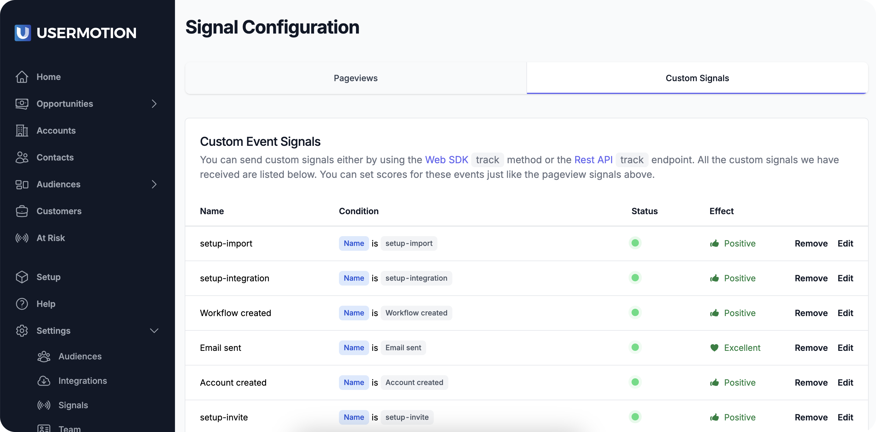 UserMotion UserMotion Custom Signals