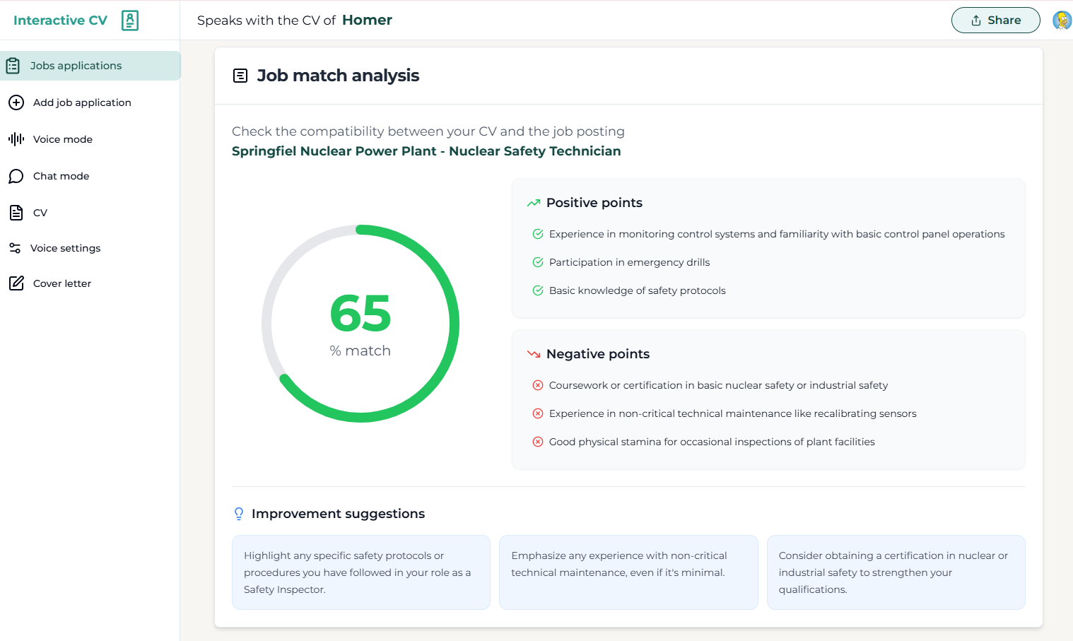 Interactive CV JobMatchAnalysis