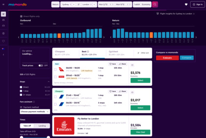 Momondo screenshot