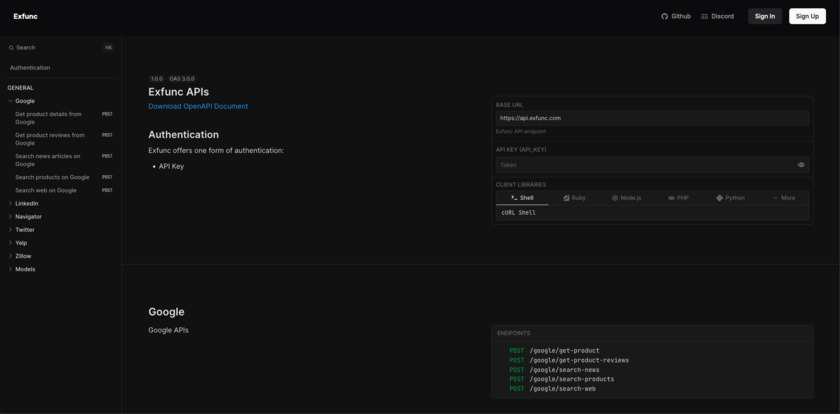 Exfunc Landing Page