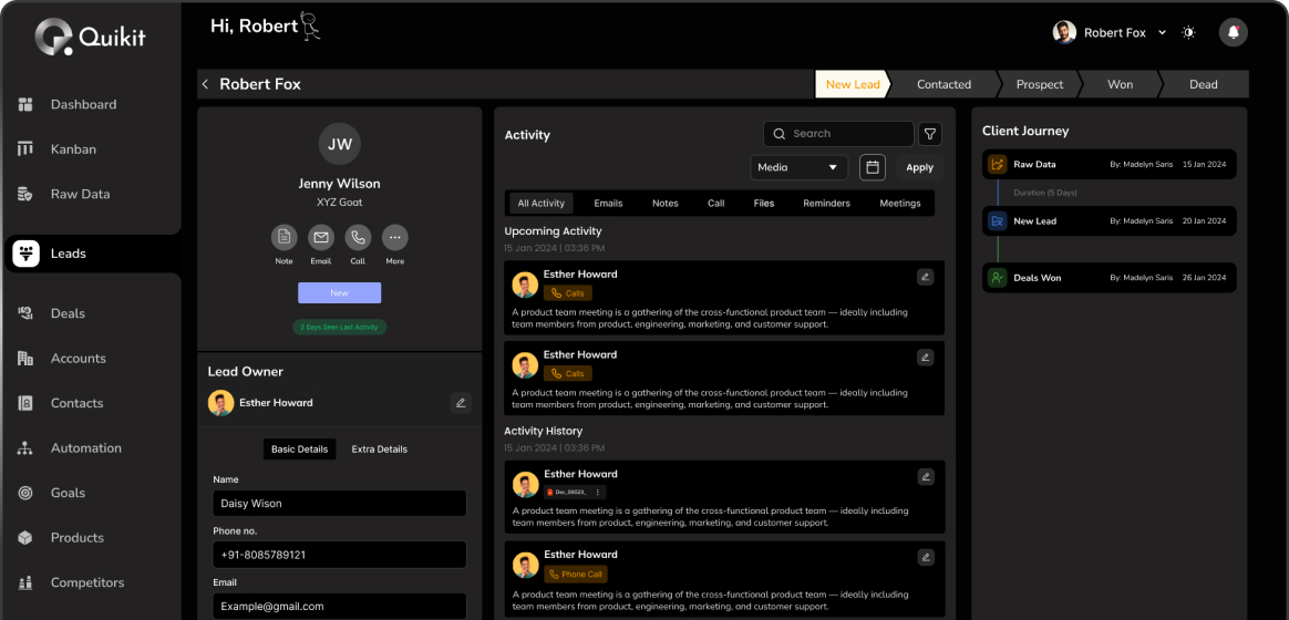 Quikit.ai Lead Management Quikit
