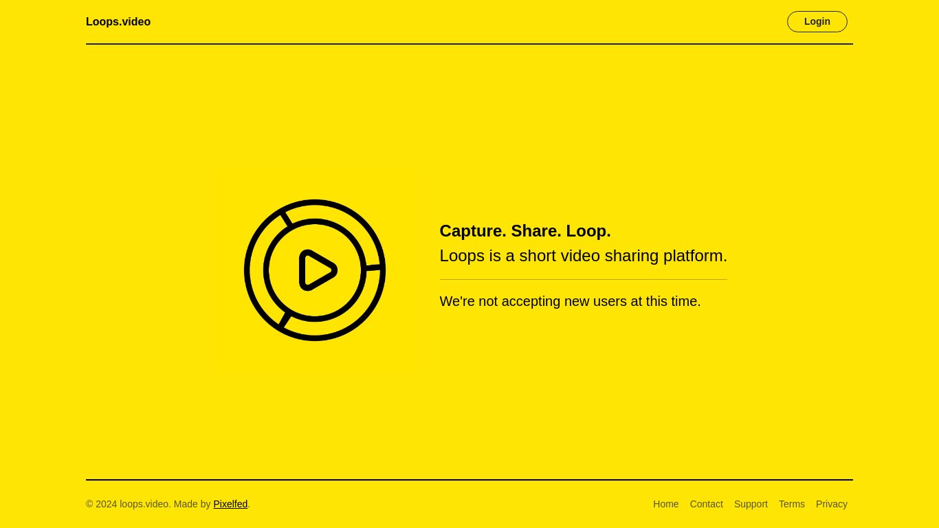 Loops by Pixelfed Landing page