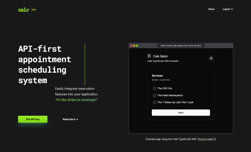 Cale App Landing Page