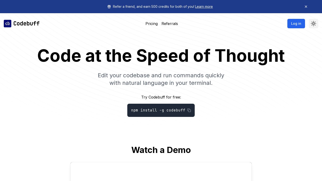 Codebuff Landing page