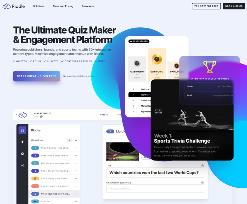 Riddle Landing Page
