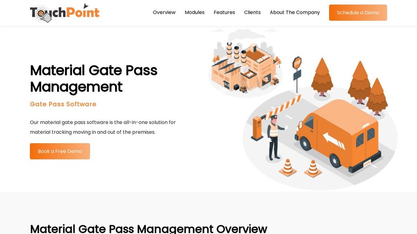 TouchPoint Material Gate Pass Management Landing Page
