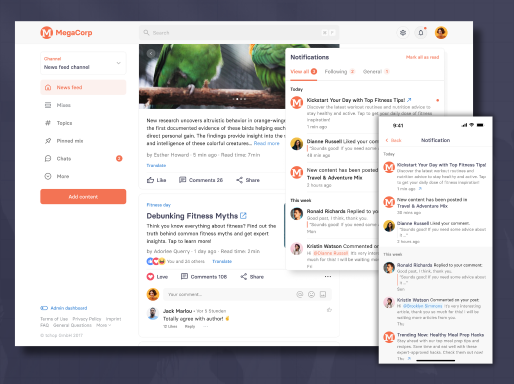 tchop In-app notifications