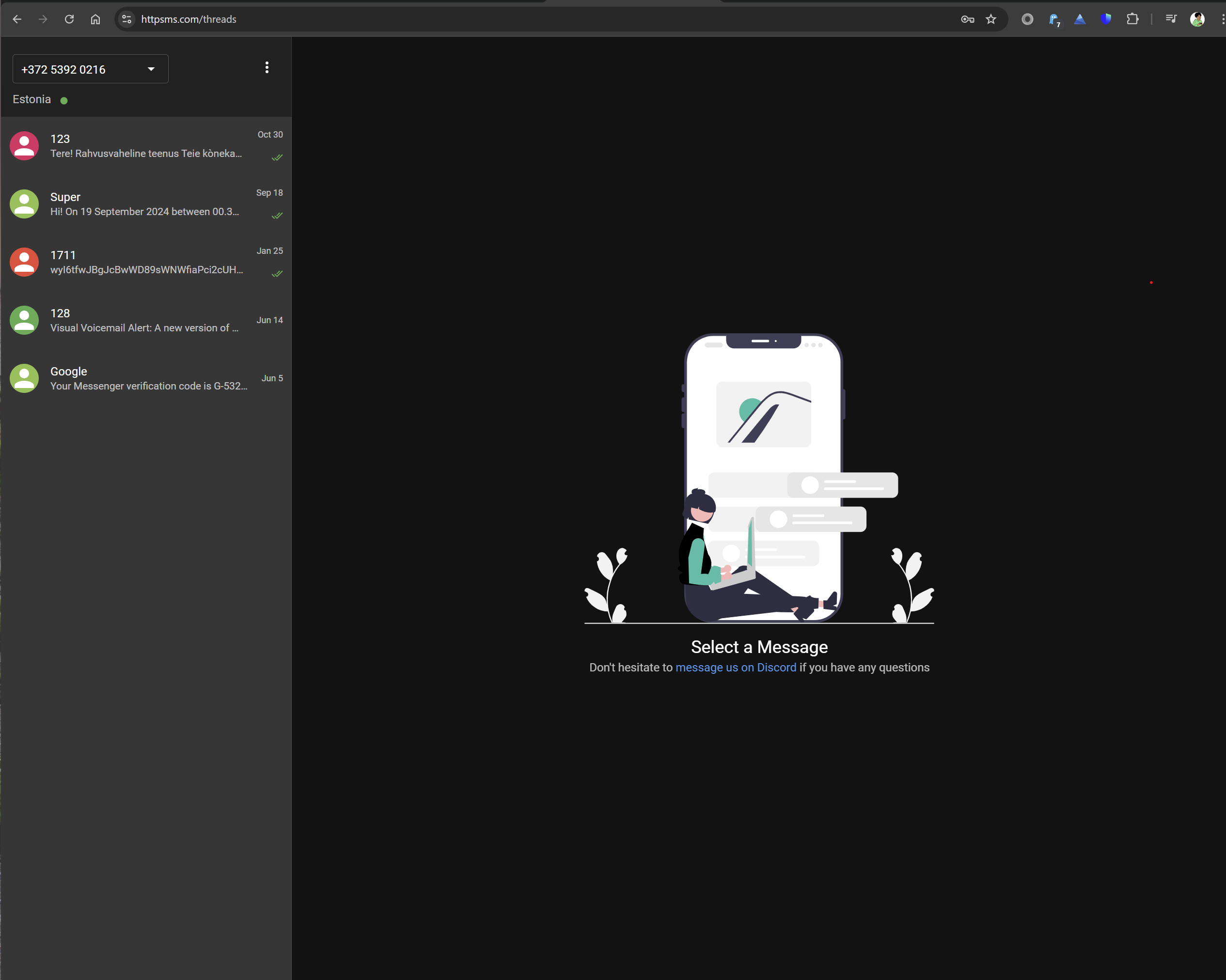 httpSMS Main Interface