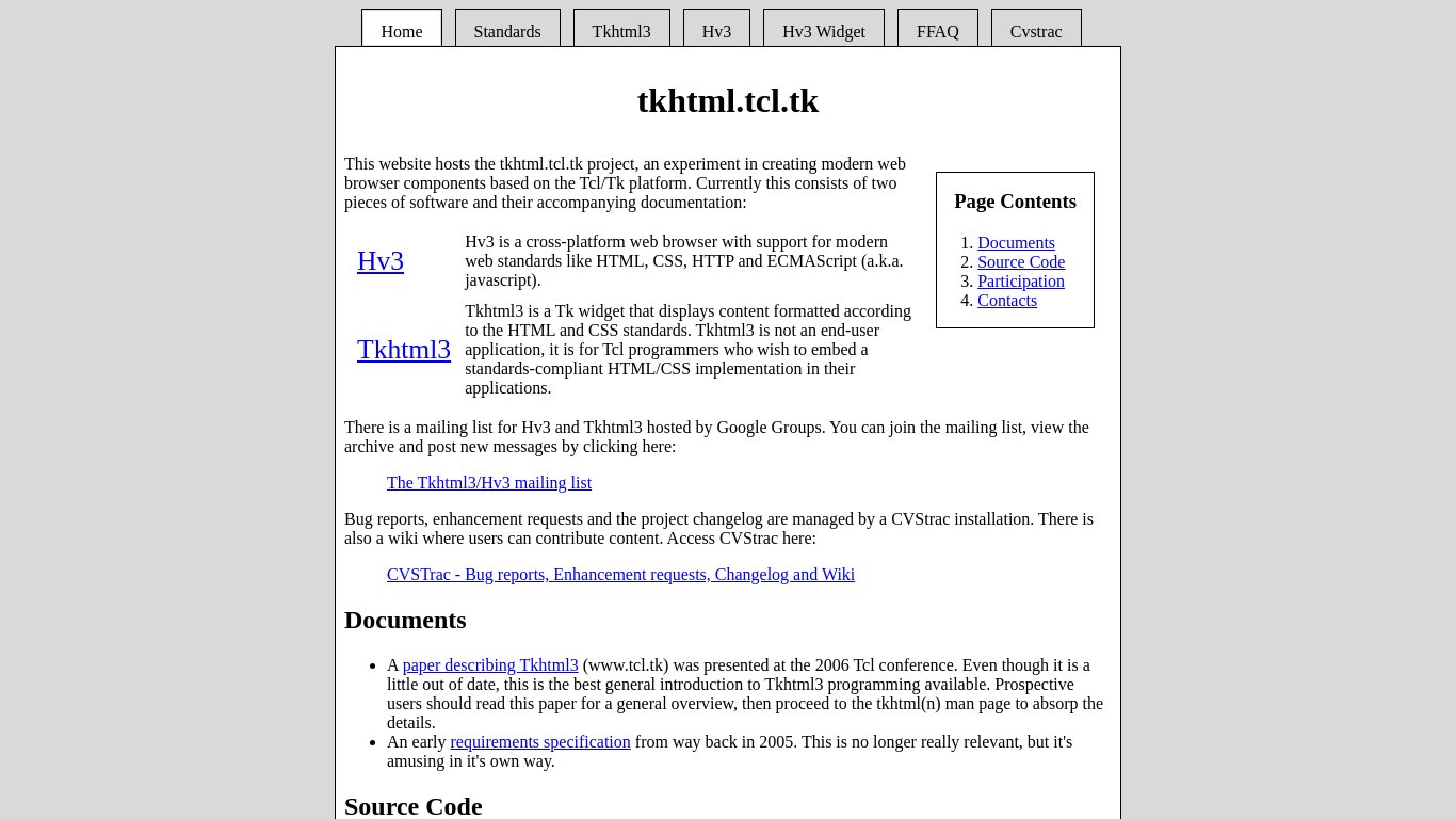 Tkhtml Landing page