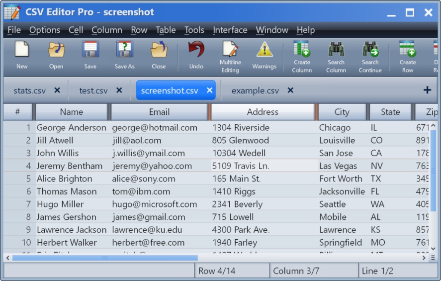 CSV Editor Pro Main Interface