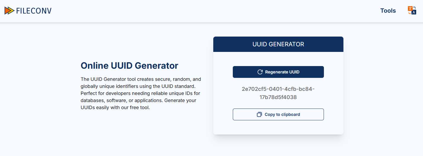 Fileconv UUID Generator uuid generator