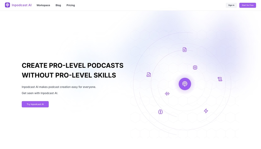 Inpodcast AI Landing Page