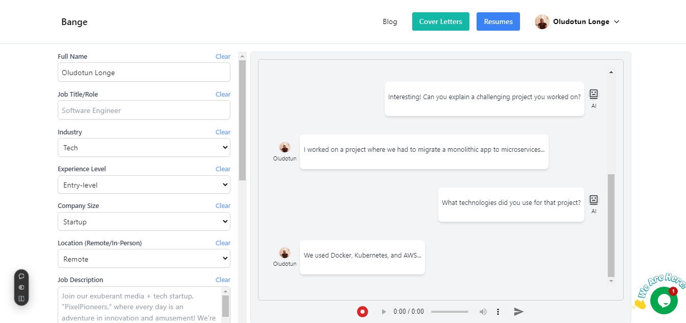 Bange.io Take A Mock Interview