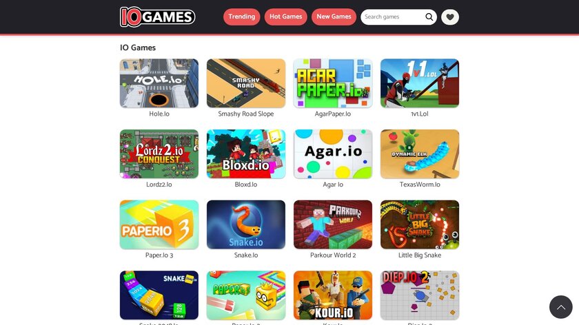 IO Games Online Landing Page