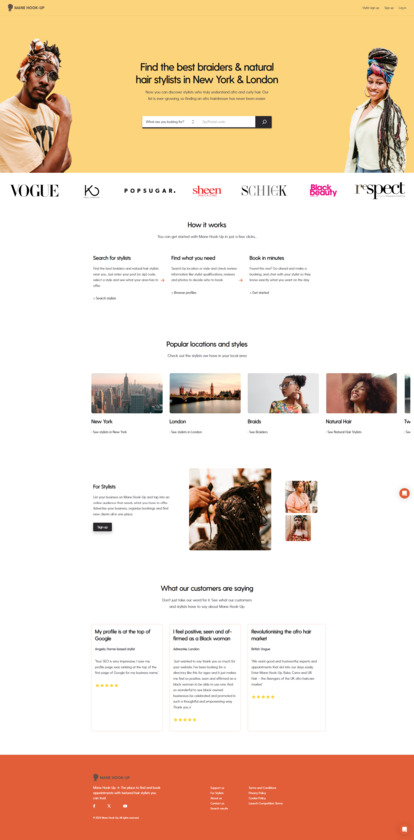 Mane Hook-Up Landing Page