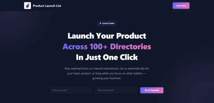 Product Launch List Landing Page