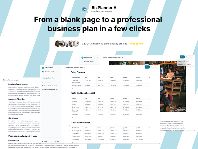 BizPlanner AI AI business plan generator