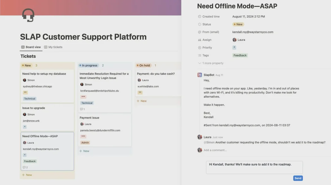 GetSlap.co Slap Customer Support Platform in Notion