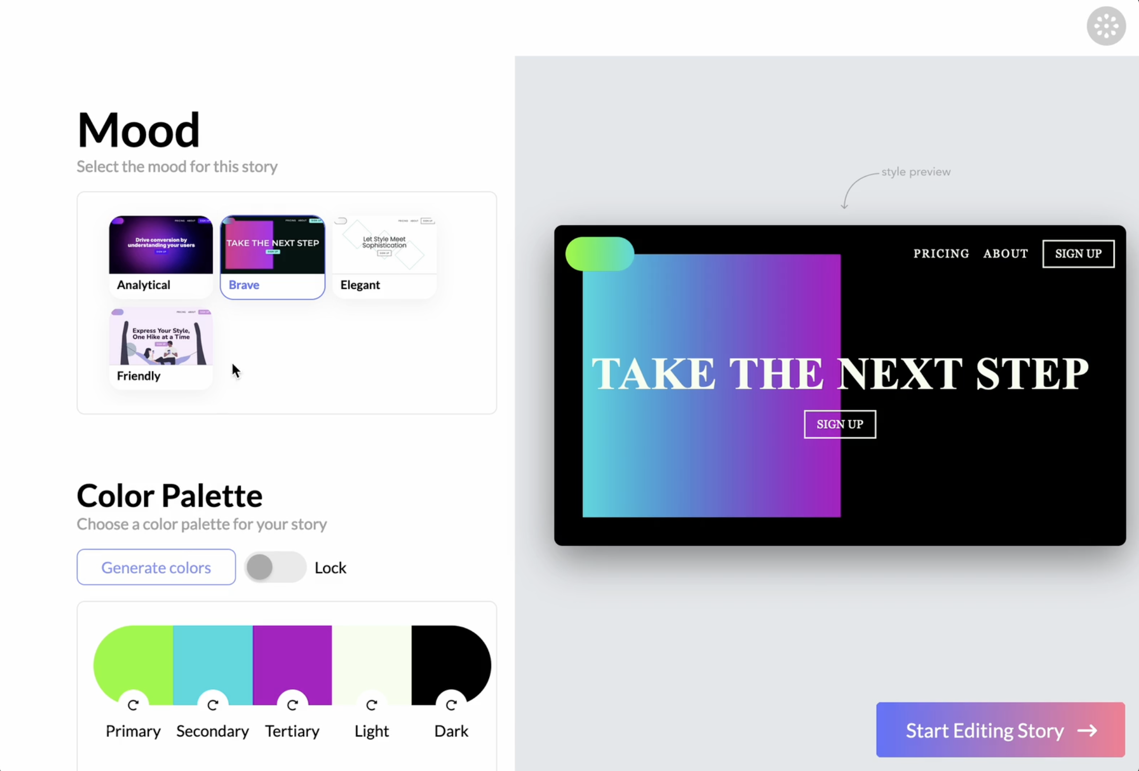 Instorier Easily set up your website's style using the color and font generator