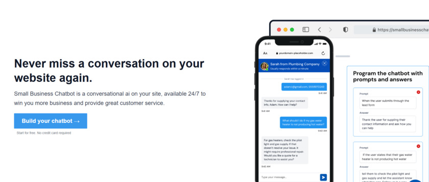 Small Business Chatbot Landing Page